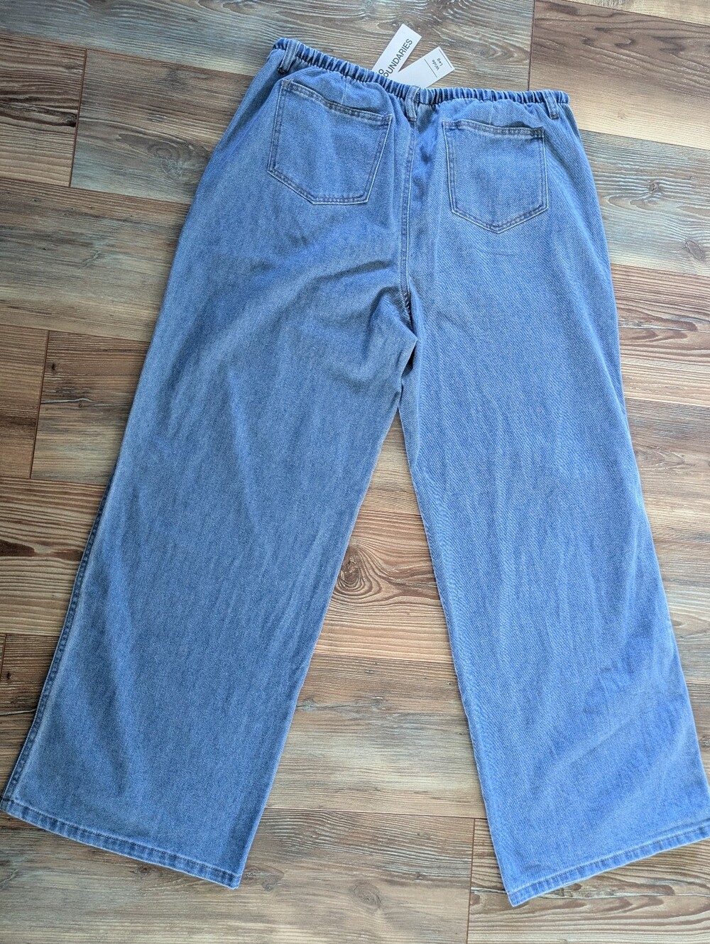 No Boundaries Mid Rise Wide Leg Tie Front Elastic Mini Waist Denim Jeans XXL - Picture 3 of 6